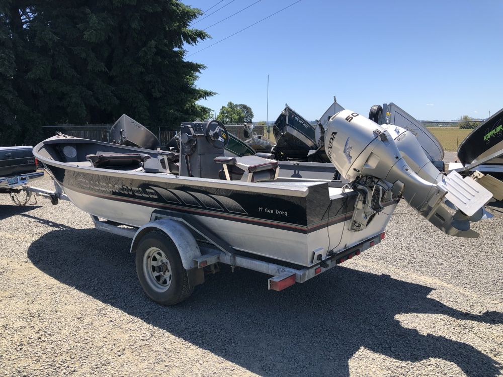 1993 used 17' alumaweld sea dory koffler boats